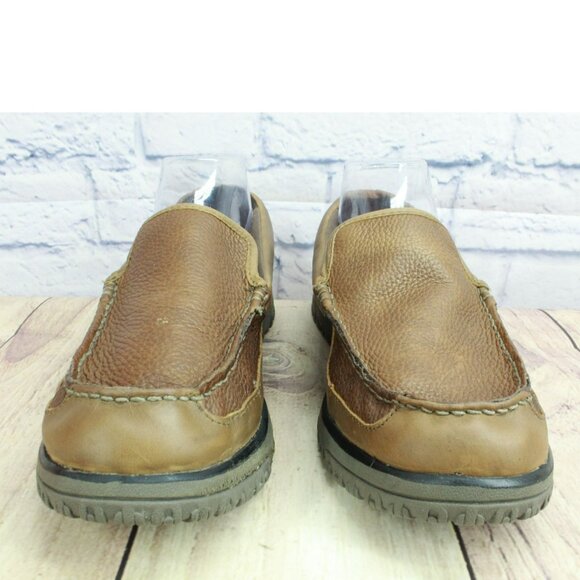 LL Bean All Week Brown Leather Shearling Lined Moccasin Slippers Size 9 M - Picture 4 of 9